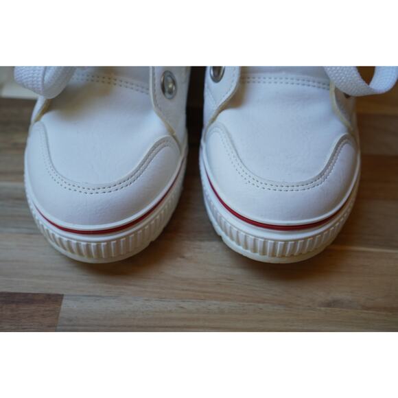 Vintage White Trendy Wedge High Top Zip Up Studded Sneakers Size 245 US 7.5 - Picture 7 of 12